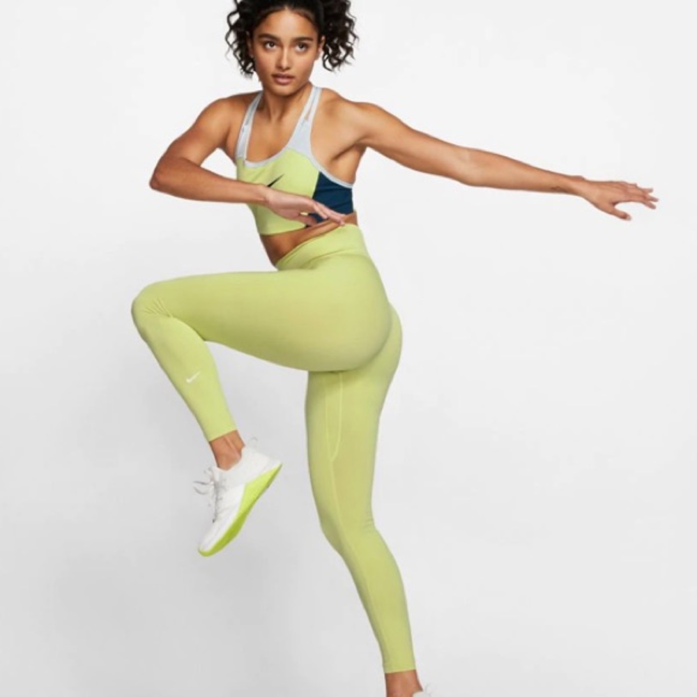 Nike dri fit tights in neon yellow